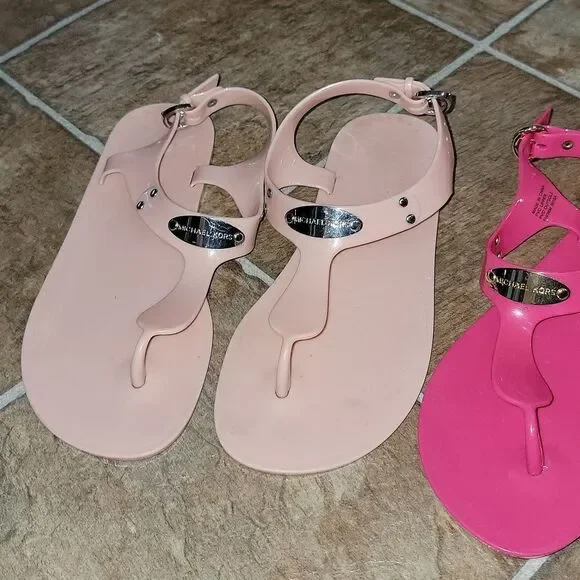 Michael Kors Jelly Lane Plate Sandals Flats Bundle Lot of 2 Pair Women Size 6 - Picture 3 of 9